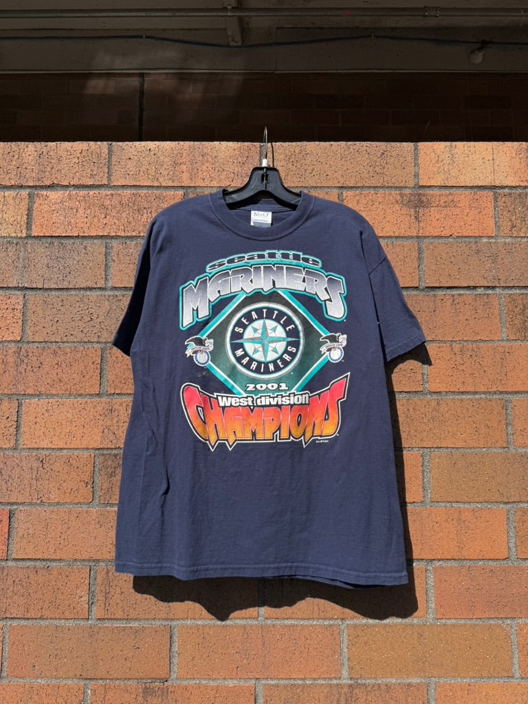 2001 Mariners AL West Champs M&O Tee Sz L