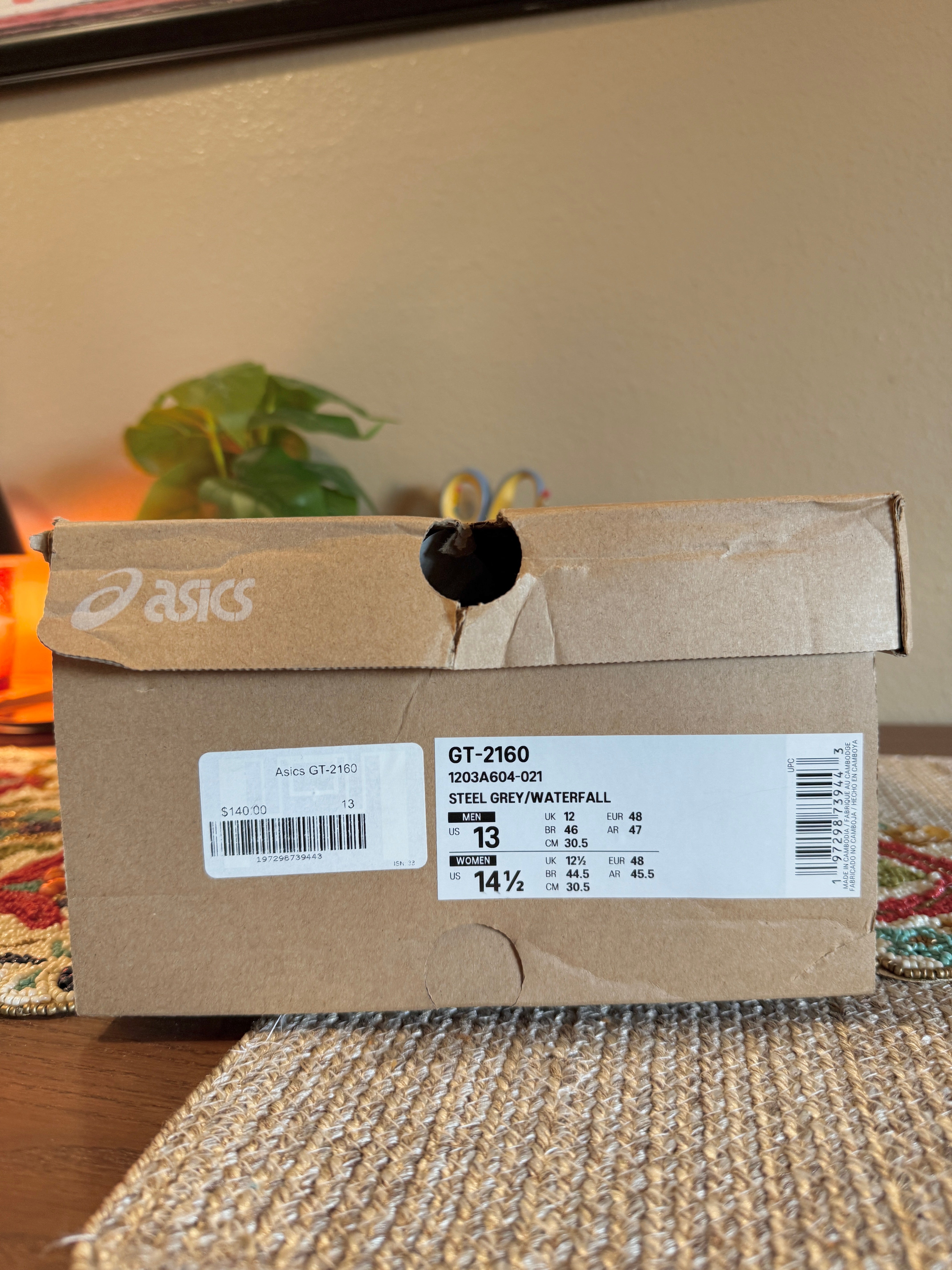 Asics GT-2160 Steel Grey Waterfall Size 13