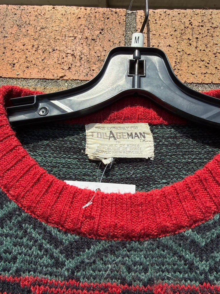 90s Collageman Geometric Wool Sweater Size M