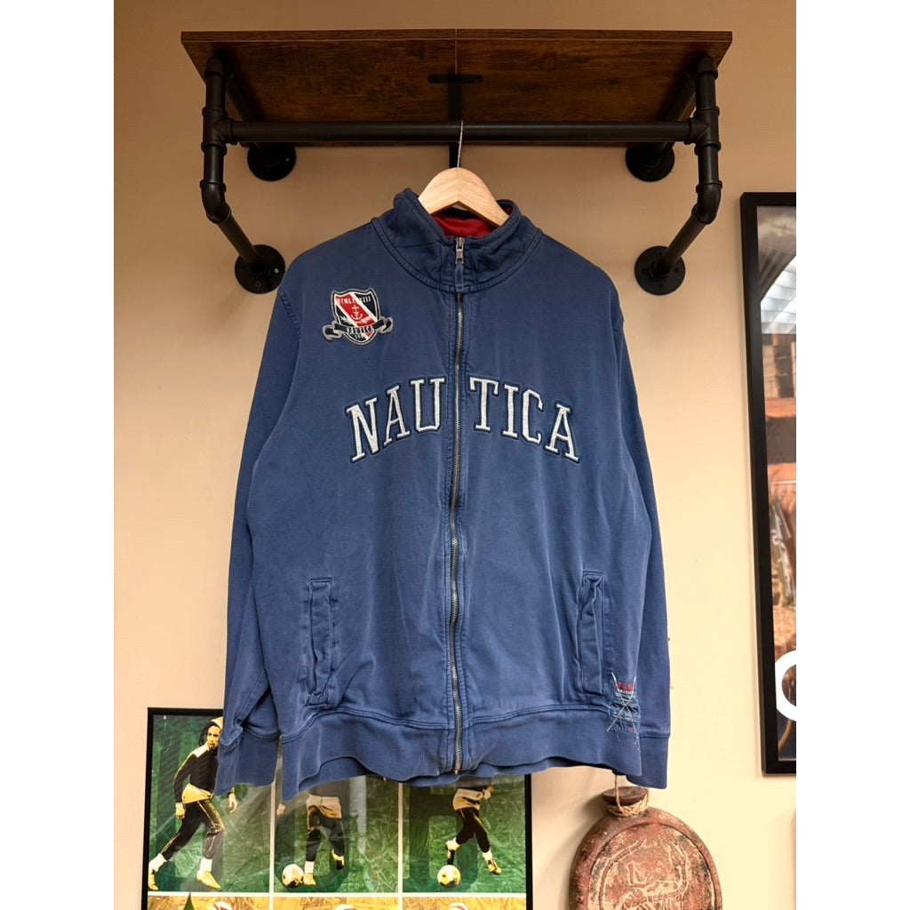 Y2K Nautica Navy Spell Out Zip Up Sweatshirt
