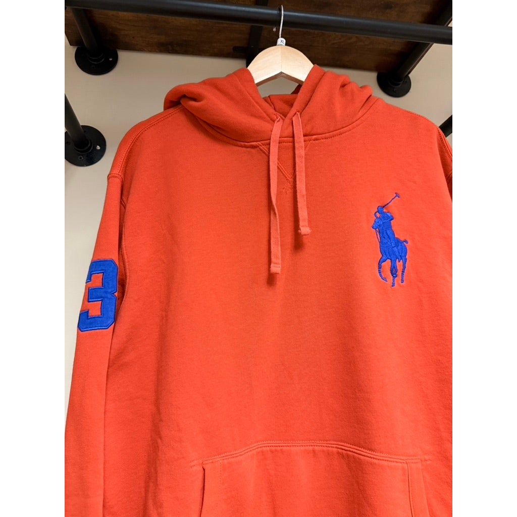 2010s Polo Ralph Lauren Orange / Blue Big Pony Hoodie