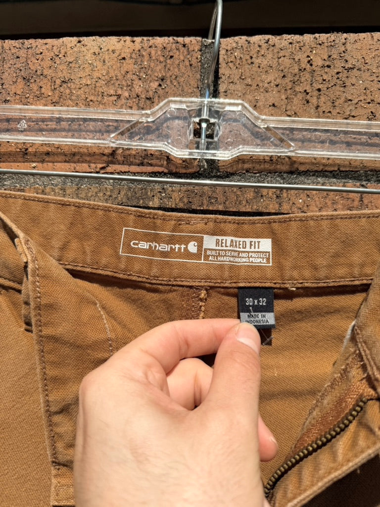 Carhartt Dark Tan Rugged Flex Relaxed Fit Double Knees Sz 30x32