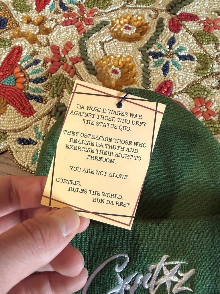 Corteiz Allstarz Folded Beanie Forest Green