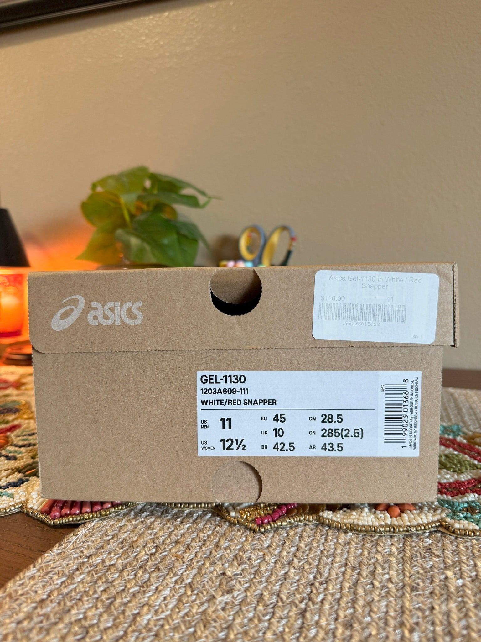 Asics Gel-1130 White Red Snapper Size 11