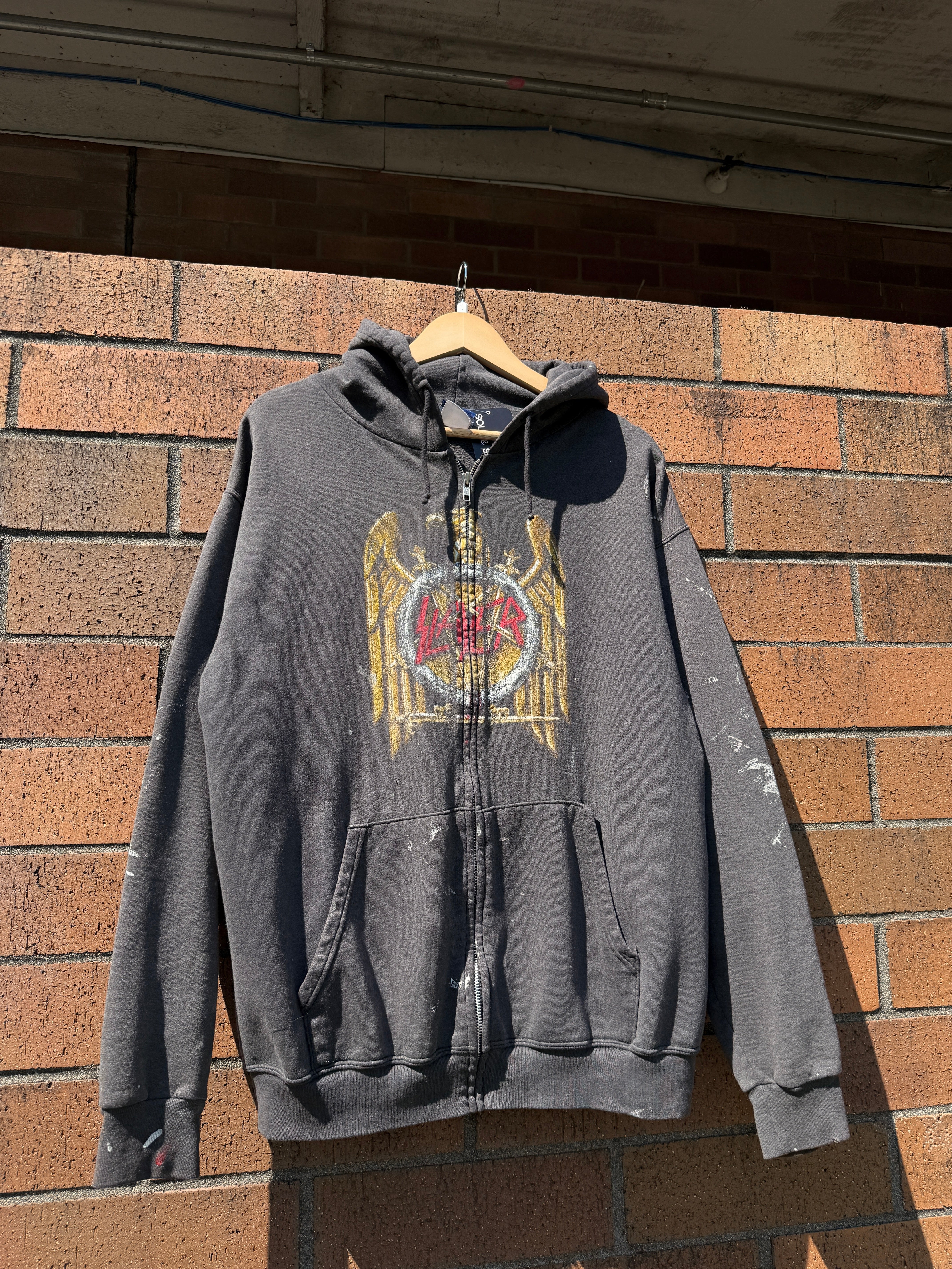 Y2K Slayer Thrashed Zip Up Hoodie Size L