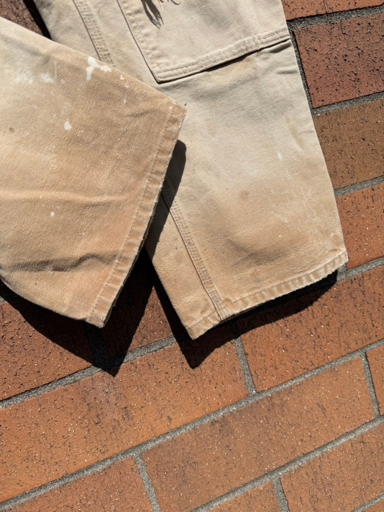 Y2K Carhartt Thrashed + Repaired Tan Double Knees Size 30x28