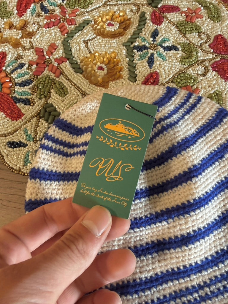 Corteiz Crochet Beanie Striped Blue SS23