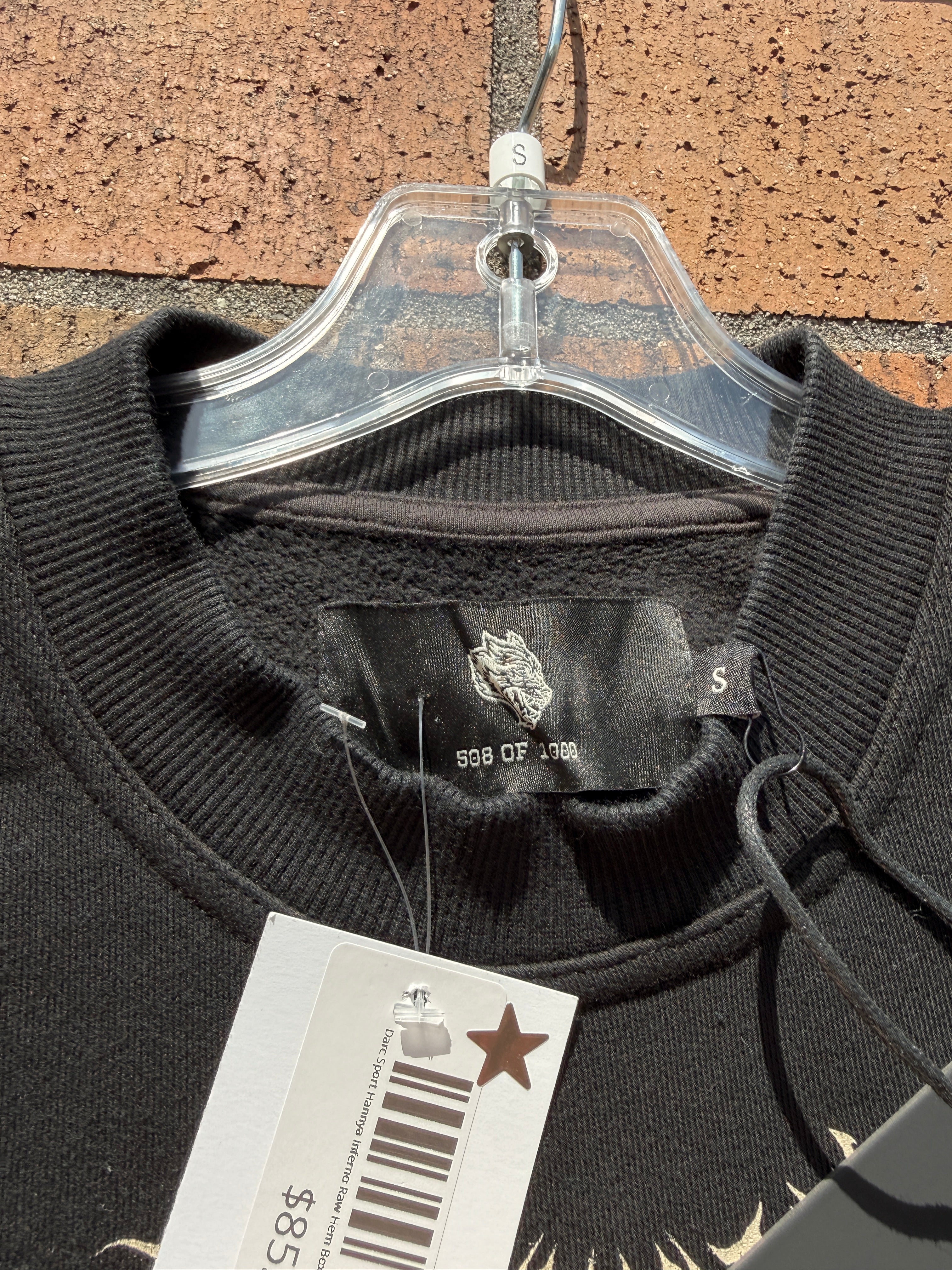 Darc Sport Hannya Inferno Raw Hem Box Cut Crewneck Black Sun Fade Size Small