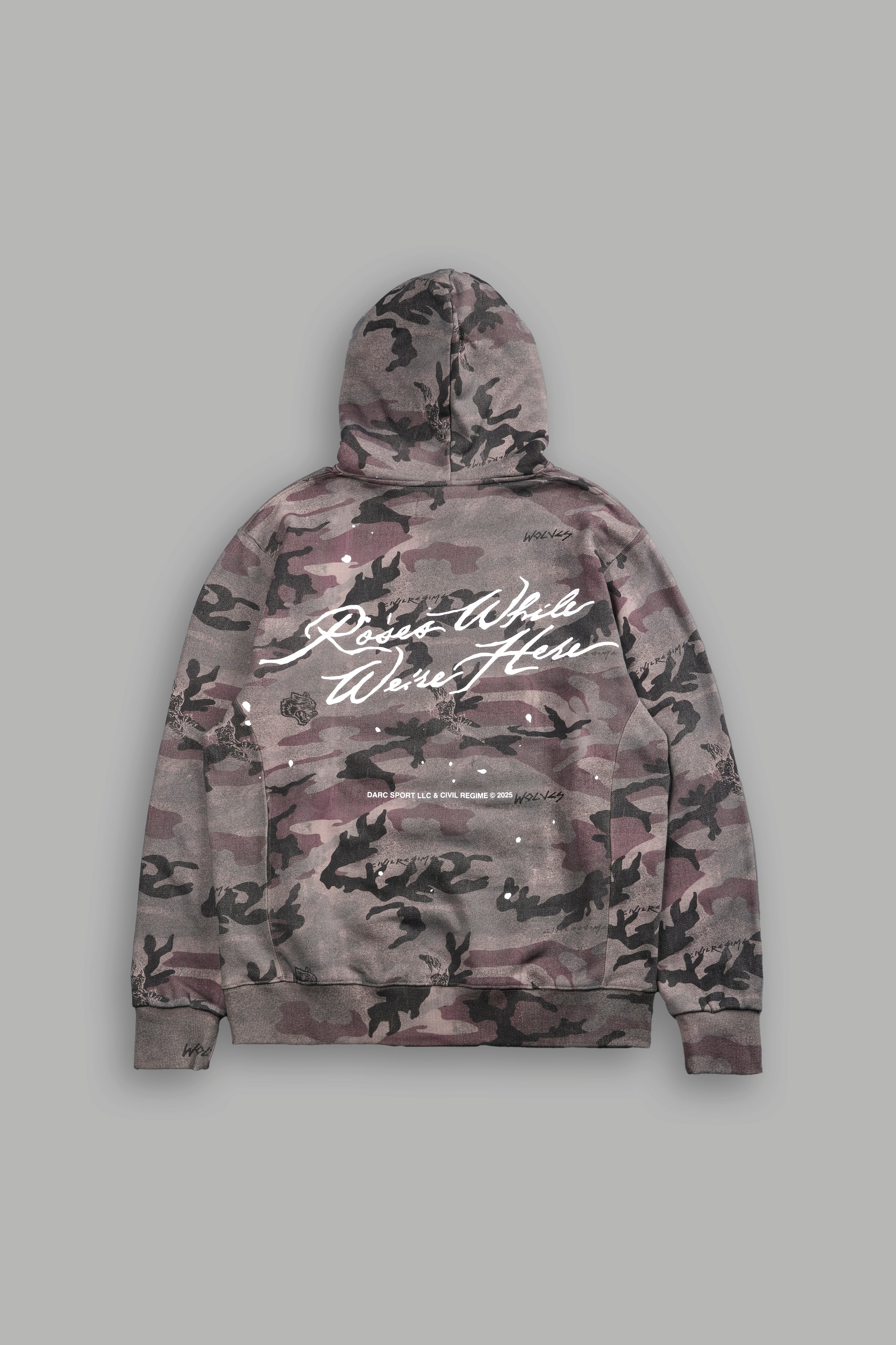 Darc Sport x Civil Regime Roses While We're Here Wyoming Hoodie Woodland Camo Sz Small