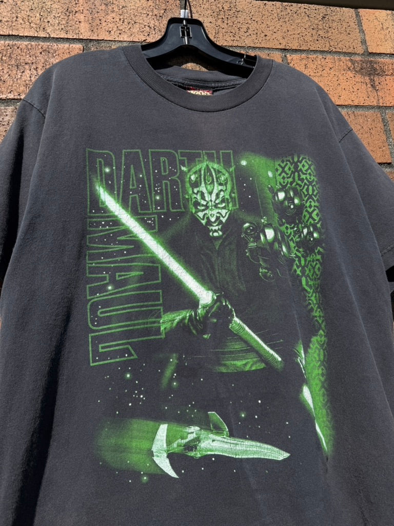 Y2K Star Wars Darth Maul Black / Green Tee Size L