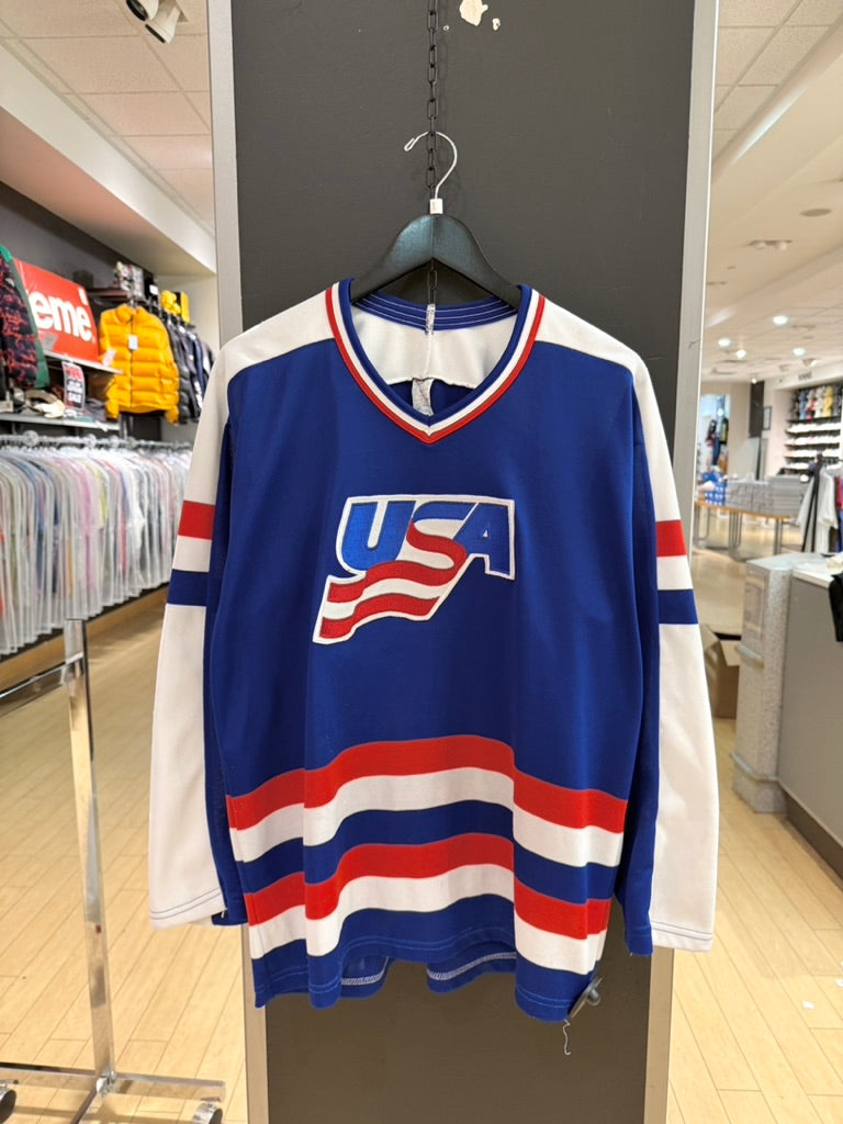 90s CCM USA Olympic Team Blue Hockey Jersey Sz L