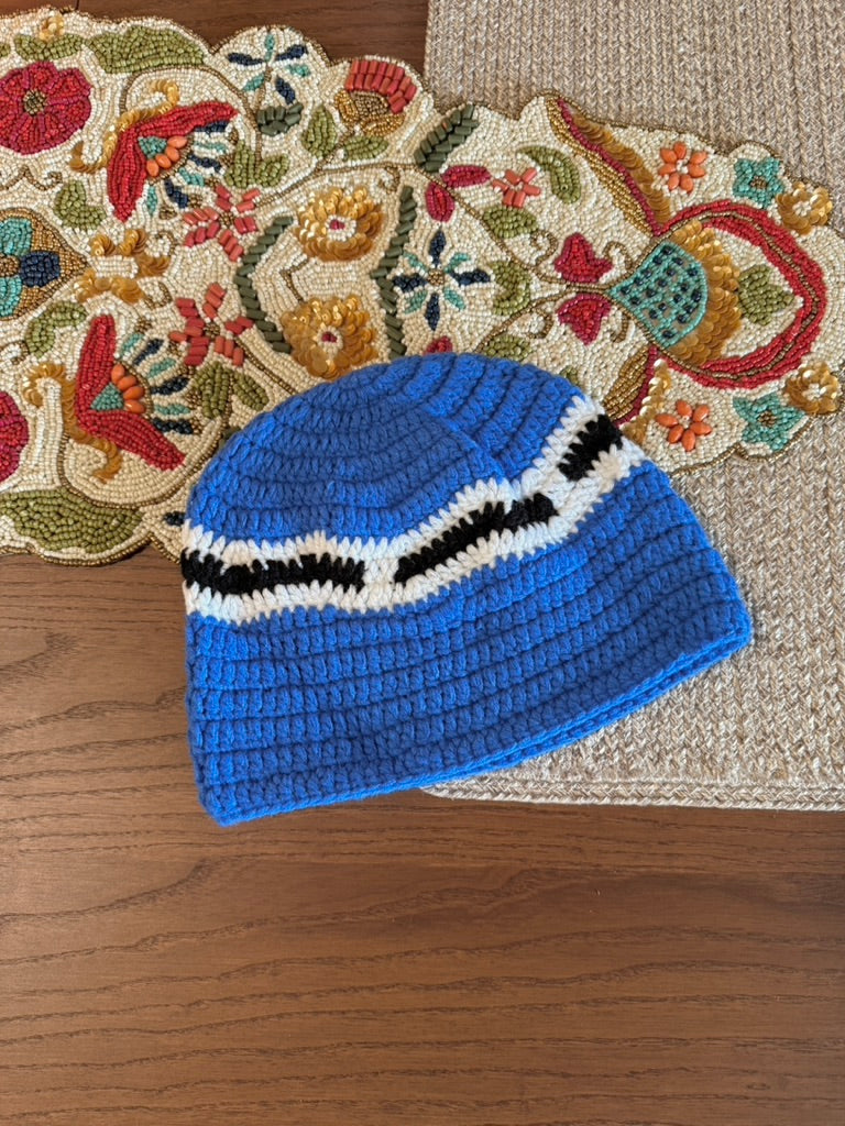 Corteiz Big Crochet Beanie Blue / White / Black FW23