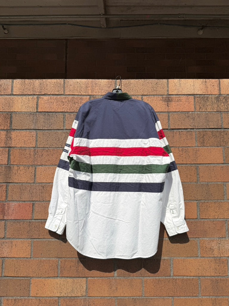 Y2K Tommy Hilfiger AOP Long Sleeve Flag Button Up Size XL