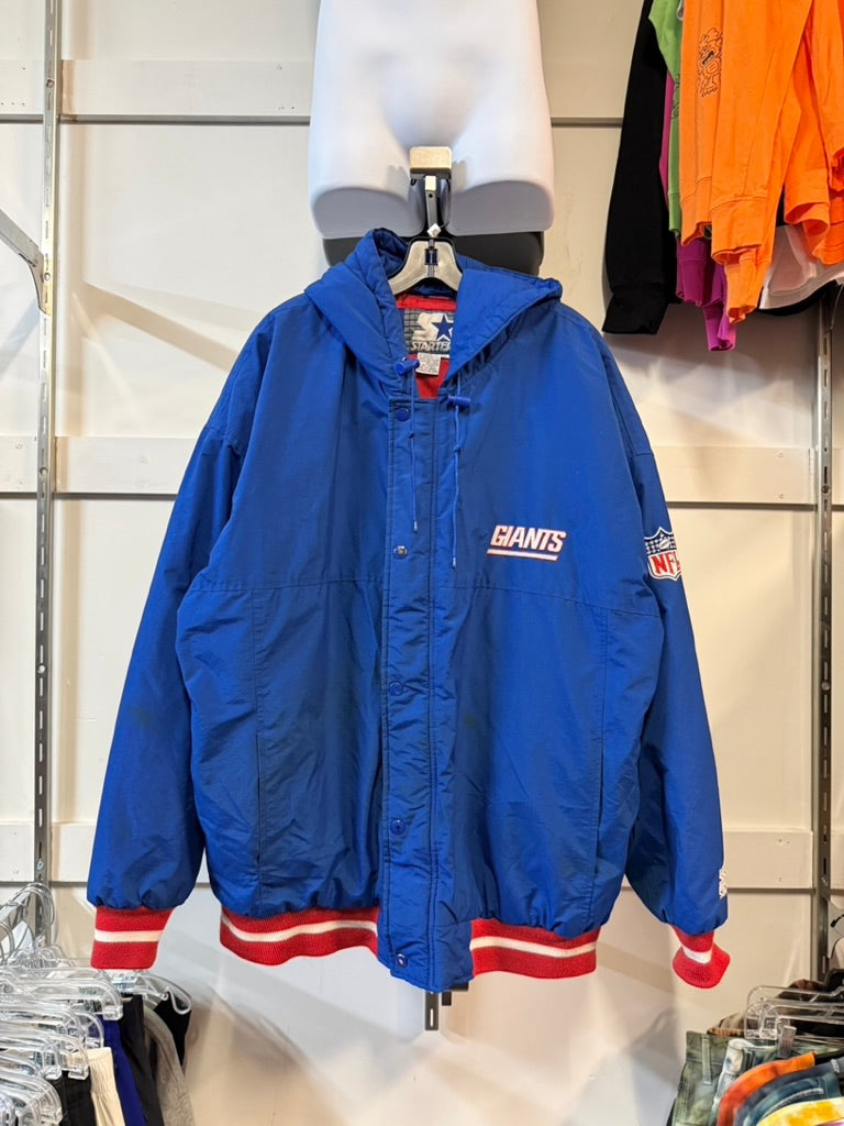90s Starter NY Giants Hooded Jacket Sz XL