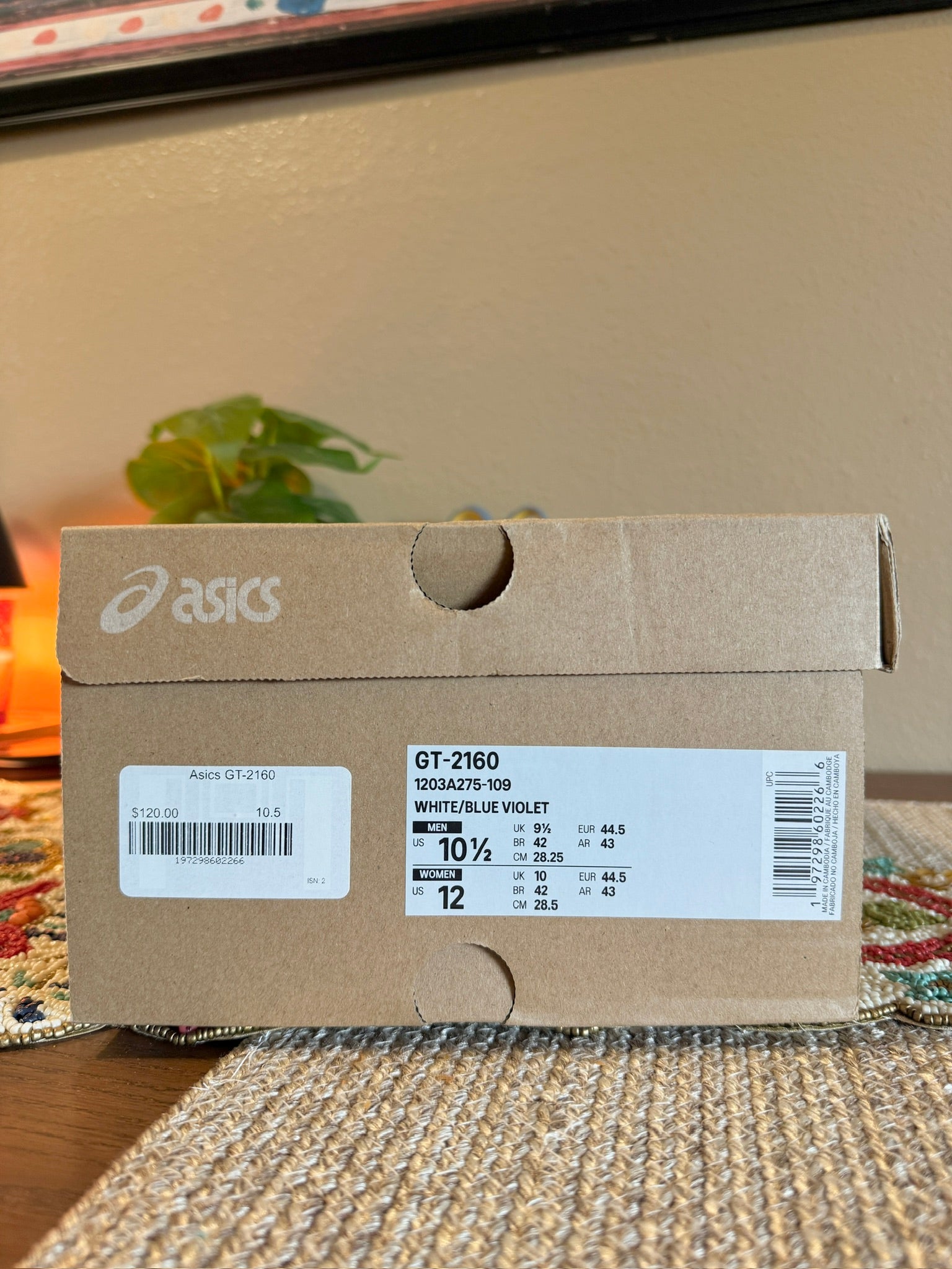 Asics GT-2160 White Blue Violet Size 10.5