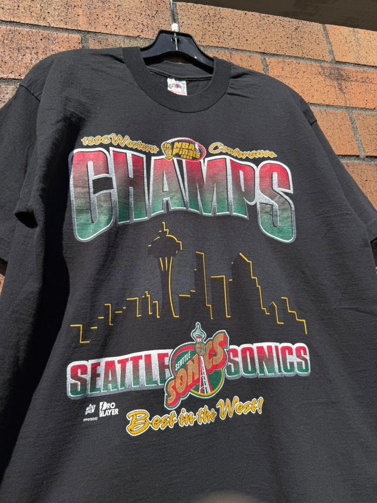 1996 Seattle Sonics Western Conf Champs Tee Size L