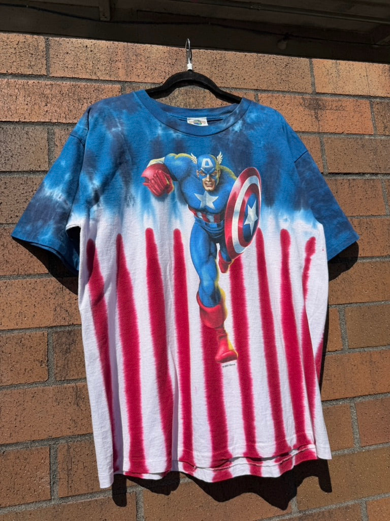 2000 Universal Studios Captain America Tie Dye Tee Sz XL
