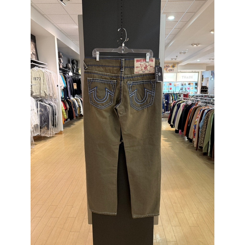 True Religion Ricky Olive Green Billy T Rope Stitch Jeans