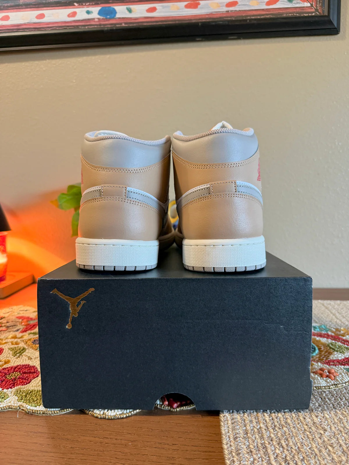Jordan 1 Mid Rattan White College Grey Size 12 MISSING LID
