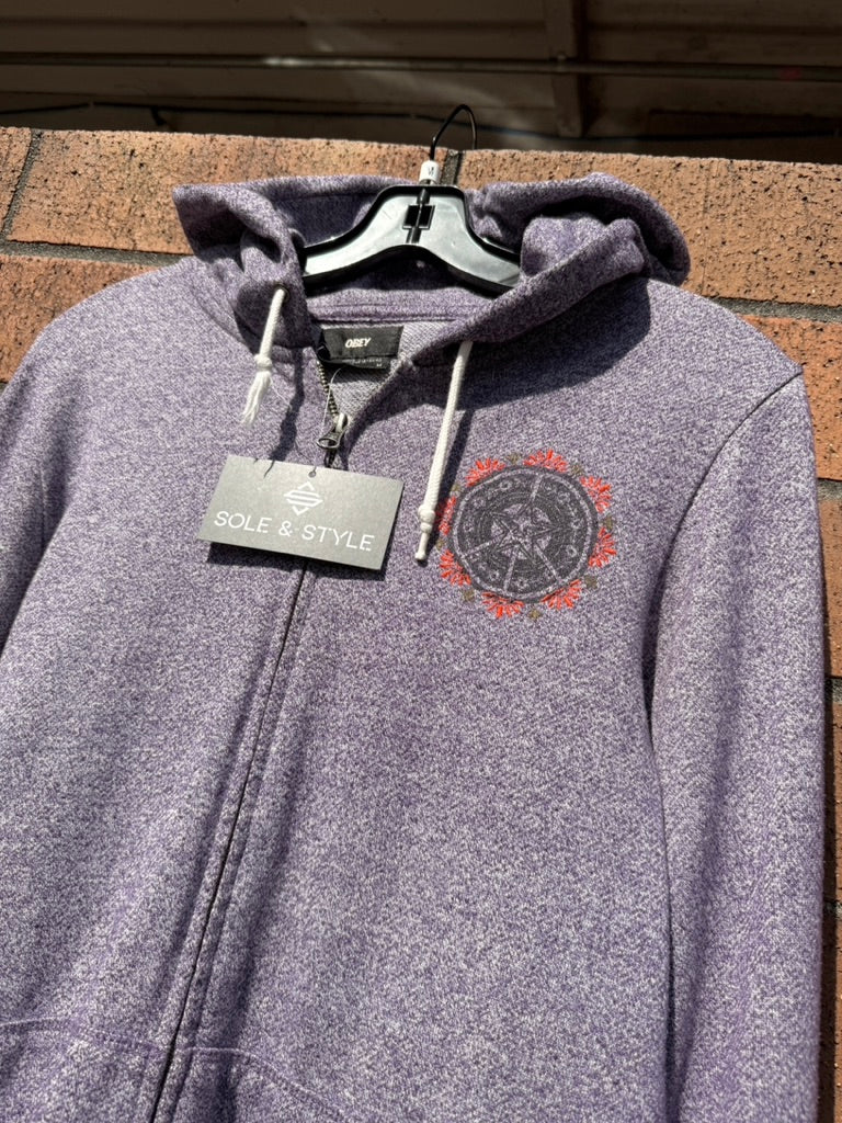 Women's Y2K Obey Power to the People Zip Up Hoodie Sz M