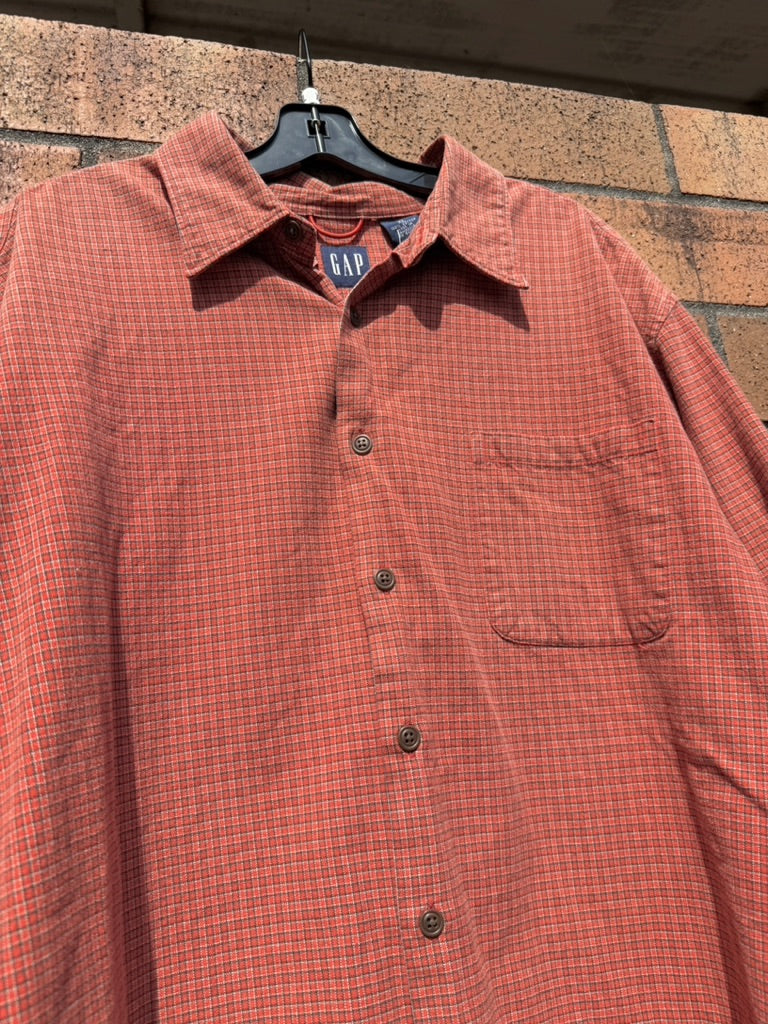 Y2K Gap Red Micro Plaid Flannel Size XL