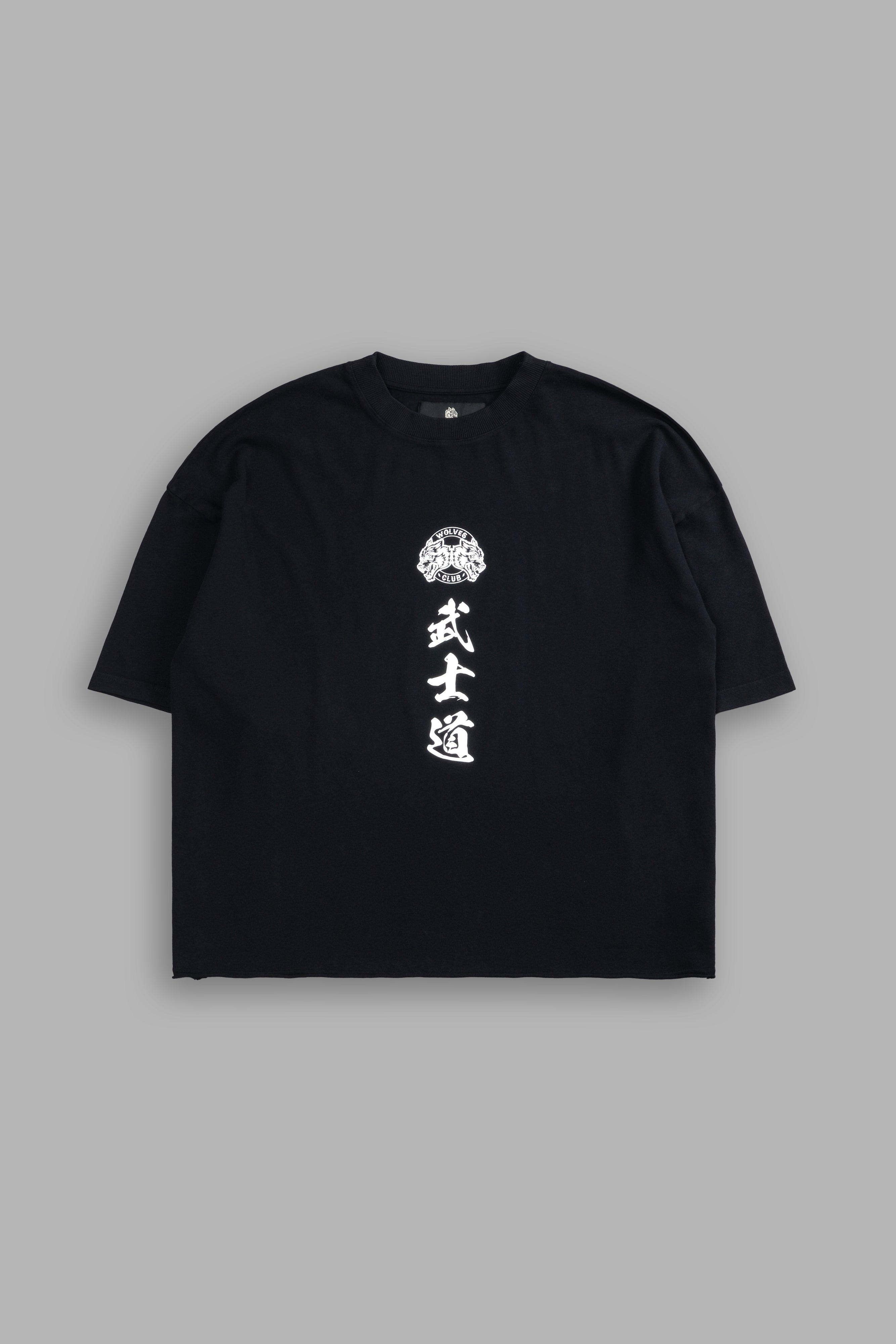 Darc Sport Bushido Wolves Raw Hem Box Cut Tee Black Sz XL
