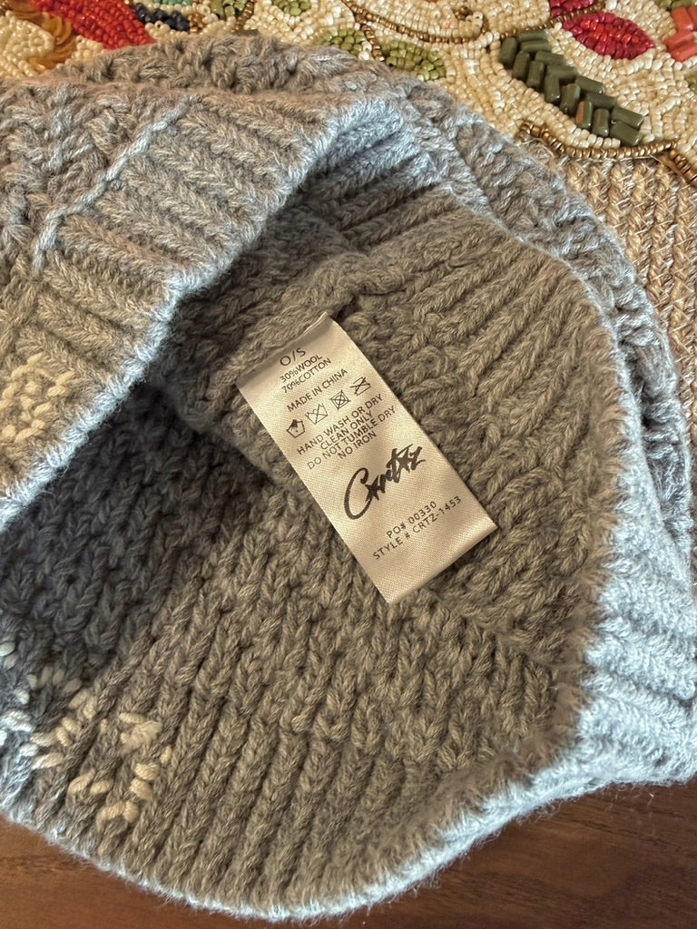 Corteiz Hand Embroidered Knit Beanie Grey