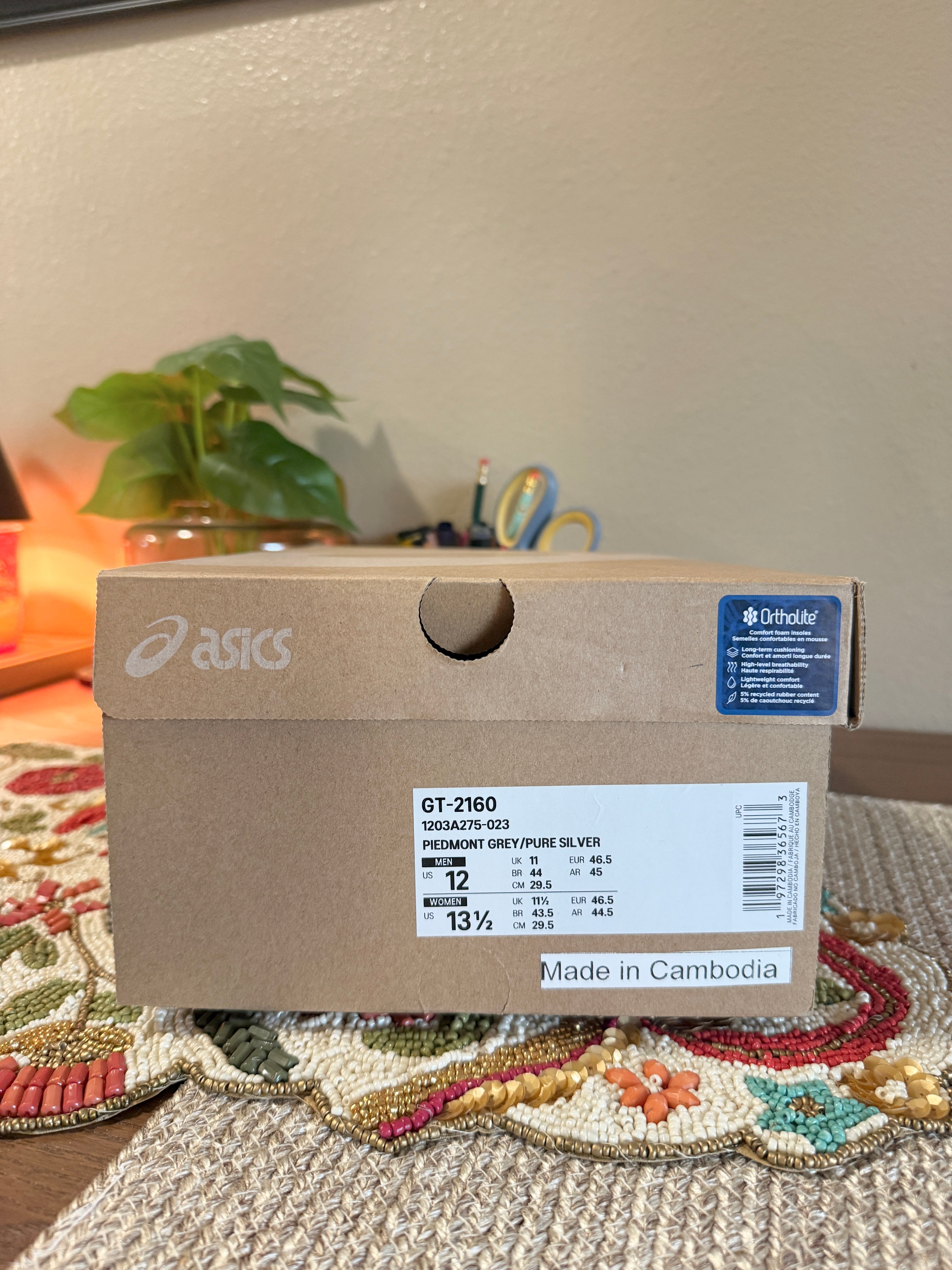 Asics GT-2160 Piedmont Grey Pure Silver Size 12