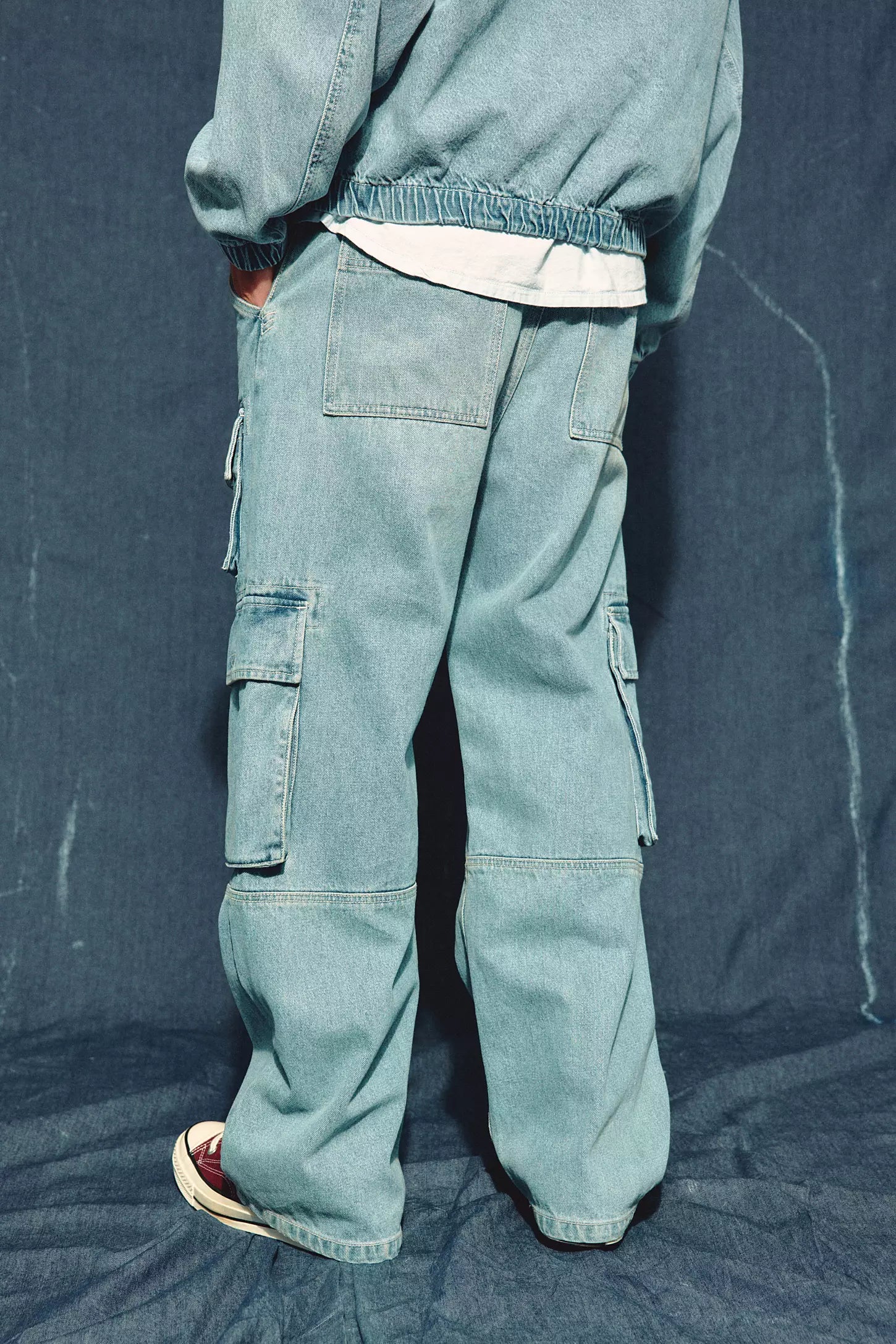 BDG Baggy Skate Quad Cargo Light Wash Denim Jeans Sz 30