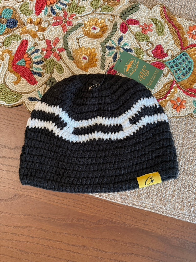 Corteiz Big Crochet Beanie Black / White FW23
