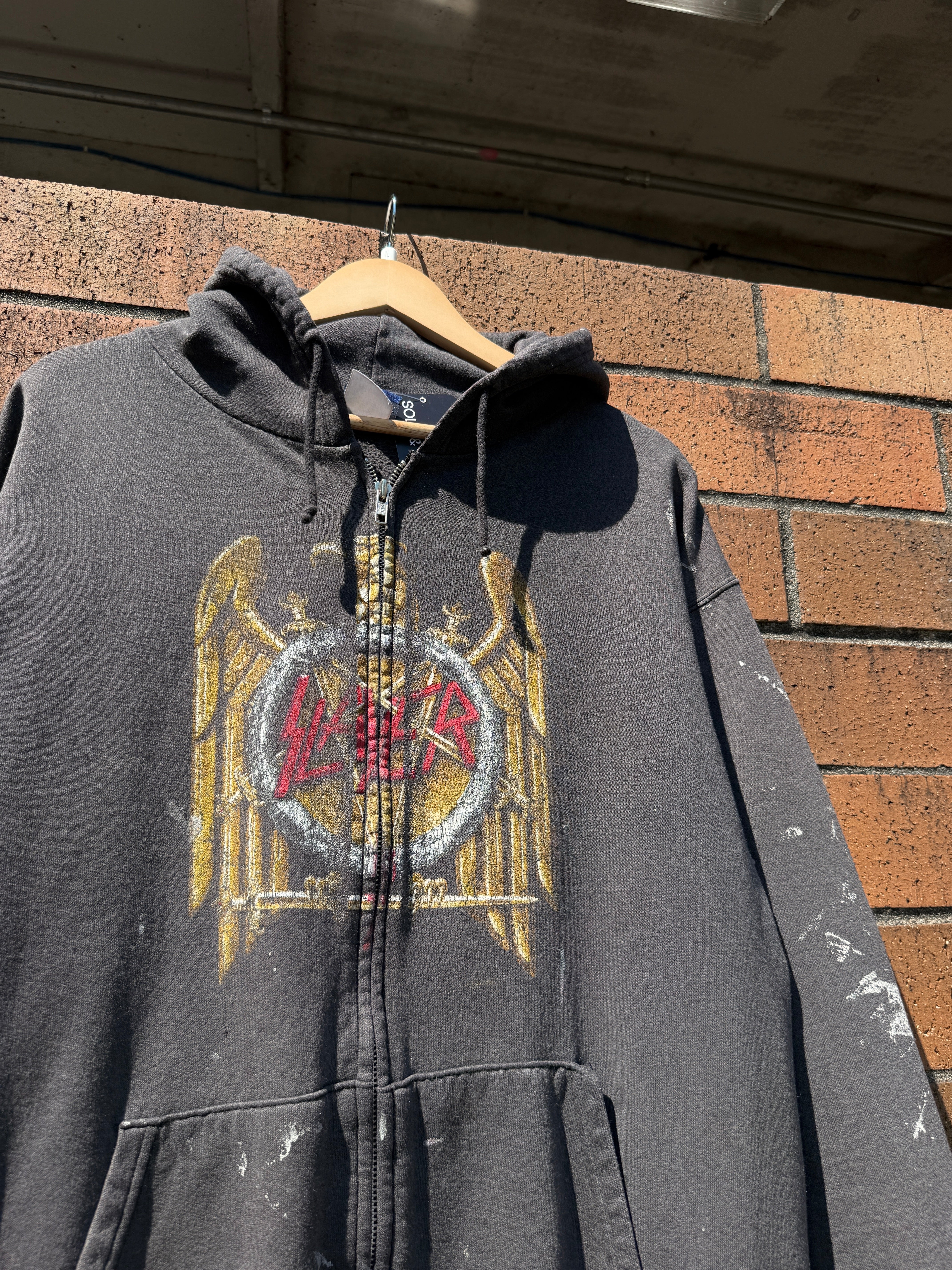 Y2K Slayer Thrashed Zip Up Hoodie Size L