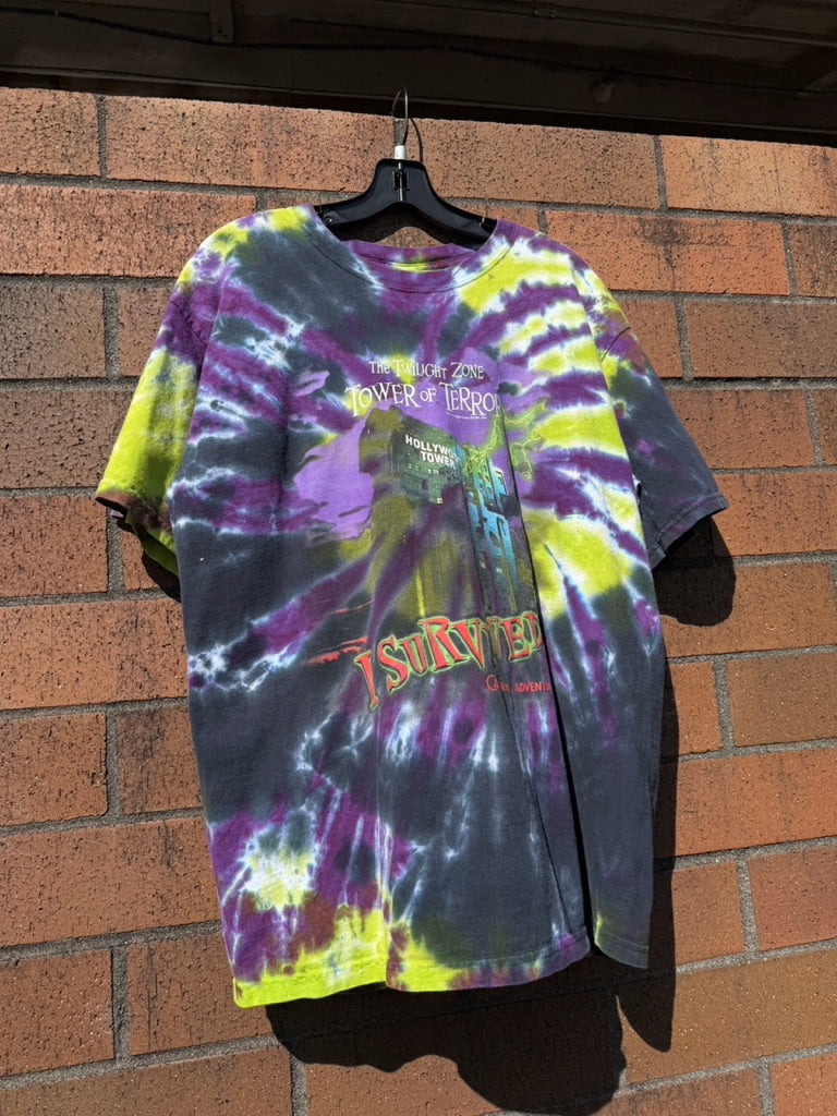 Y2K Disneyland Tower of Terror Tie Dye Tee Size L