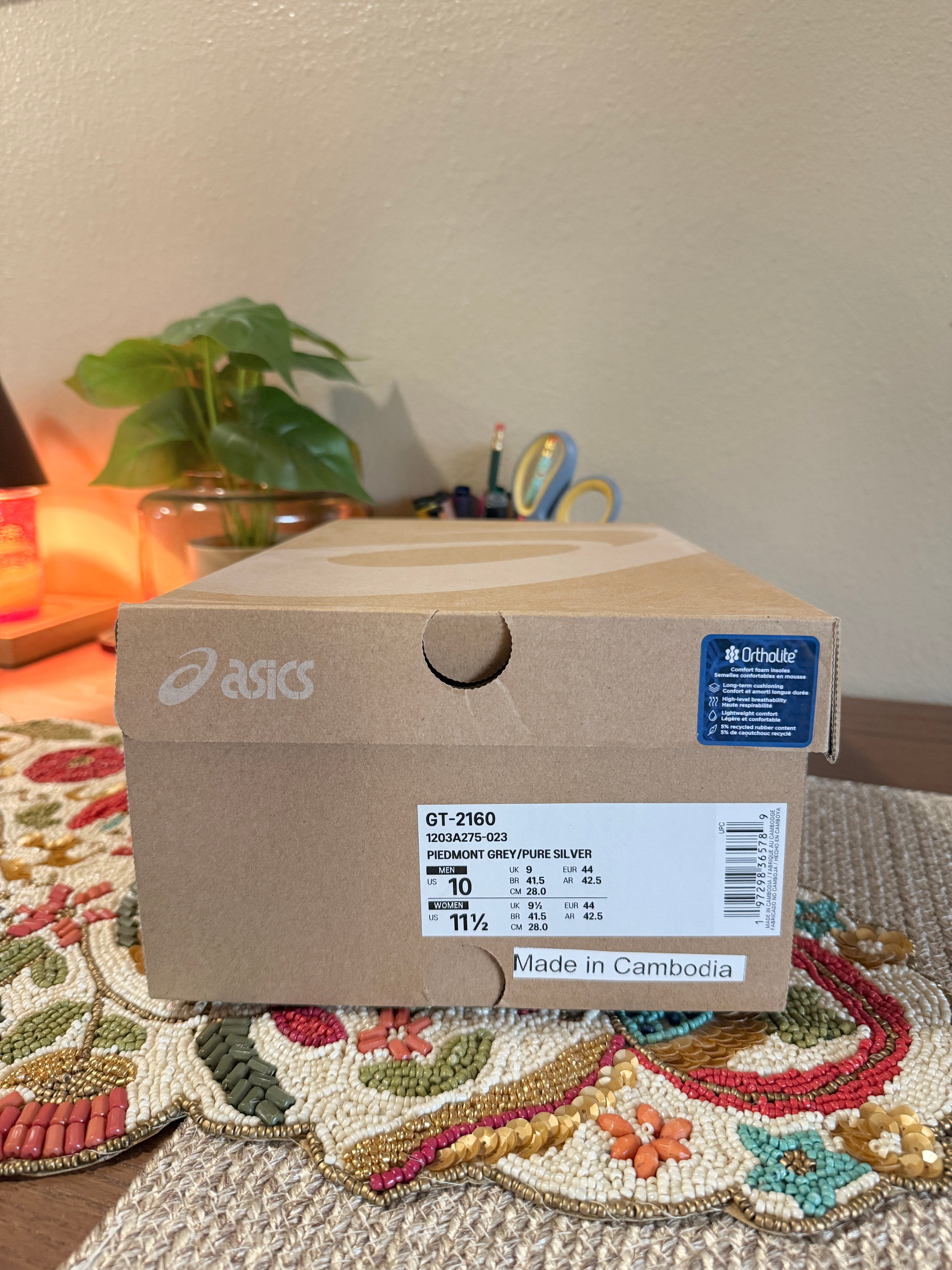 Asics GT-2160 Piedmont Grey Pure Silver Size 10