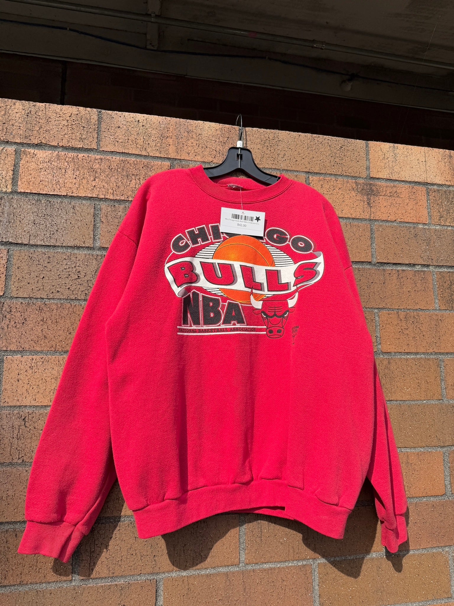 90s Chicago Bulls Red NBA Crewneck Sz L