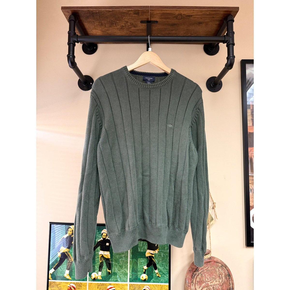 90s Dockers Olive Green Vertical Knit Sweater