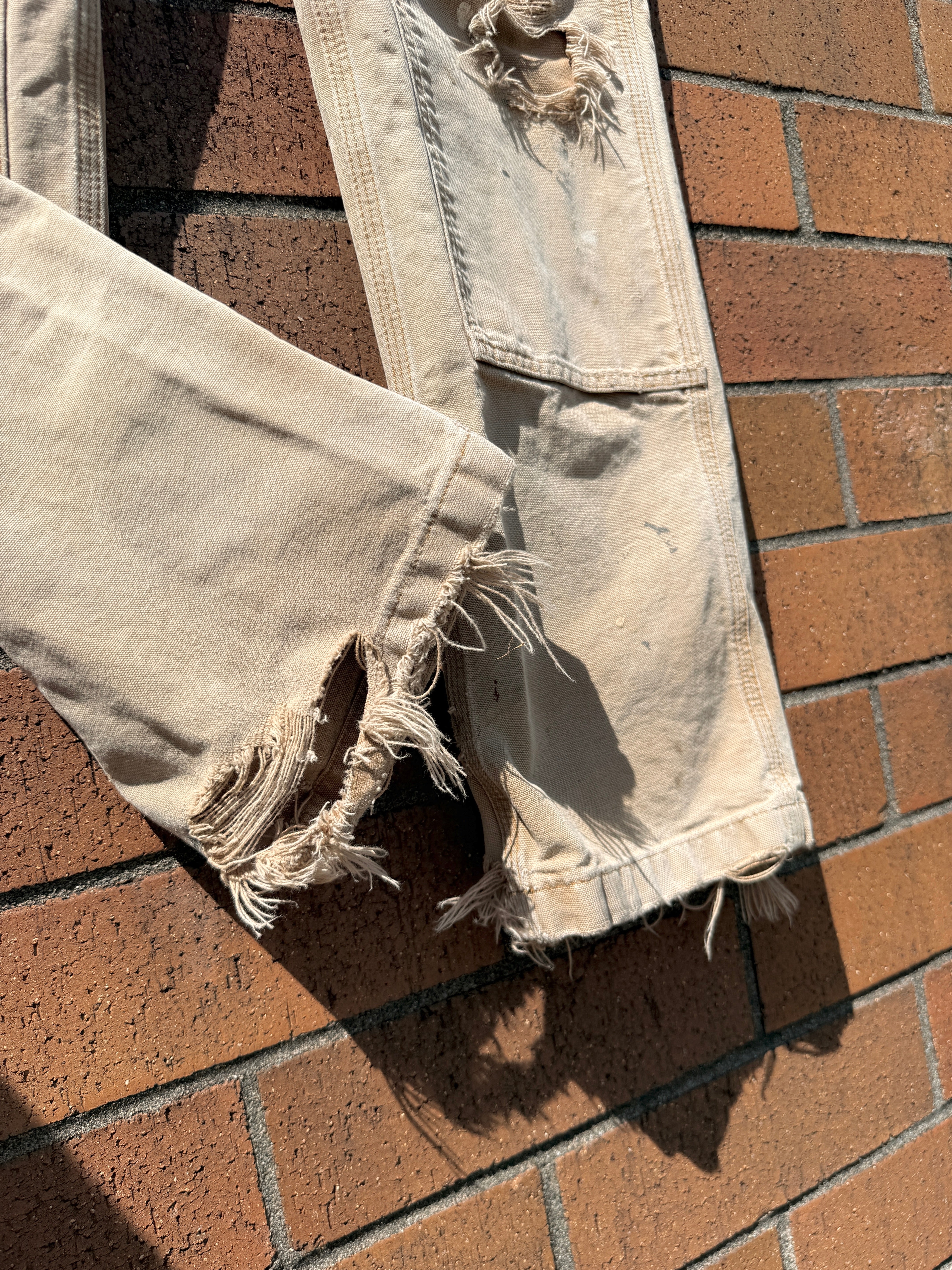 2014 Carhartt Relaxed Fit Tan Thrashed Double Knees Size 34x32