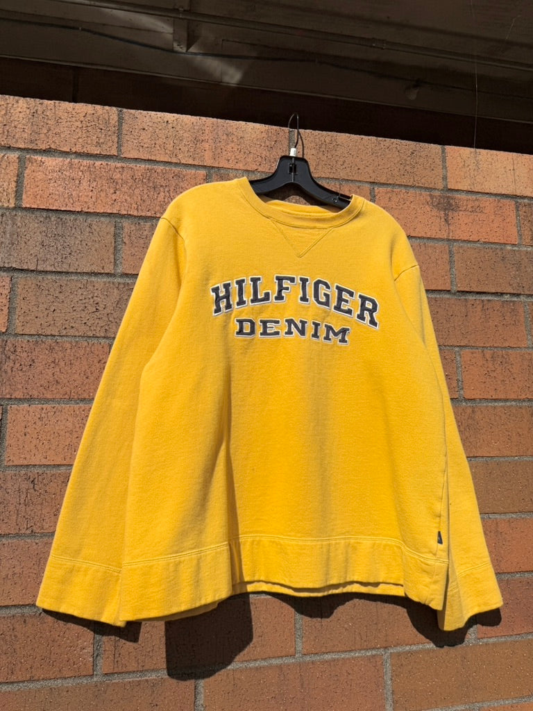 Y2K Tommy Hilfiger Denim Yellow Crewneck Sz Small
