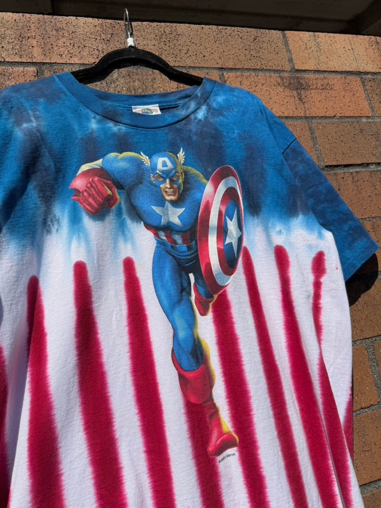 2000 Universal Studios Captain America Tie Dye Tee Sz XL
