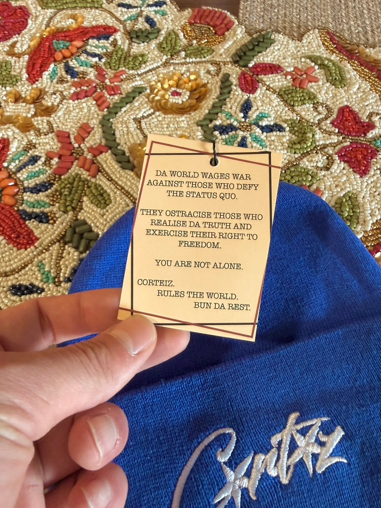 Corteiz Allstarz Folded Beanie Blue