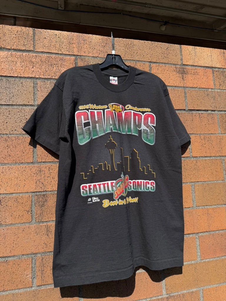 1996 Seattle Sonics Western Conf Champs Tee Size L