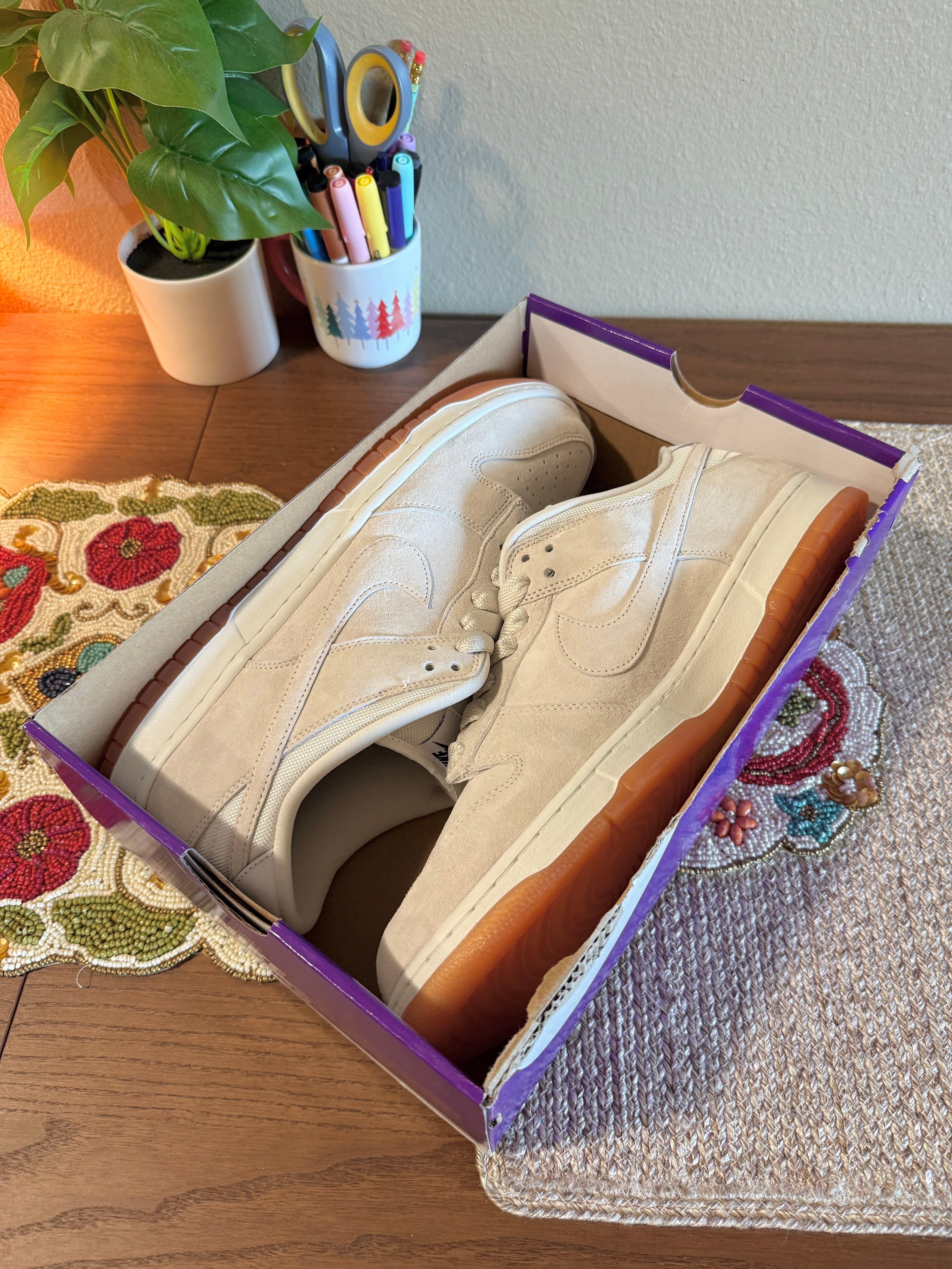 Nike SB Dunk Low Pro B Pale Ivory Size 15 MISSING LID