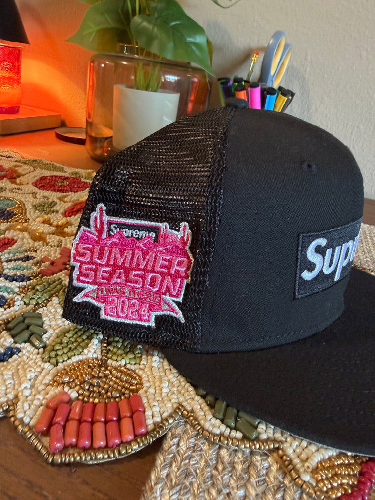Supreme Box Logo Mesh Back New Era Hat Black SS24 Size 7 1/2