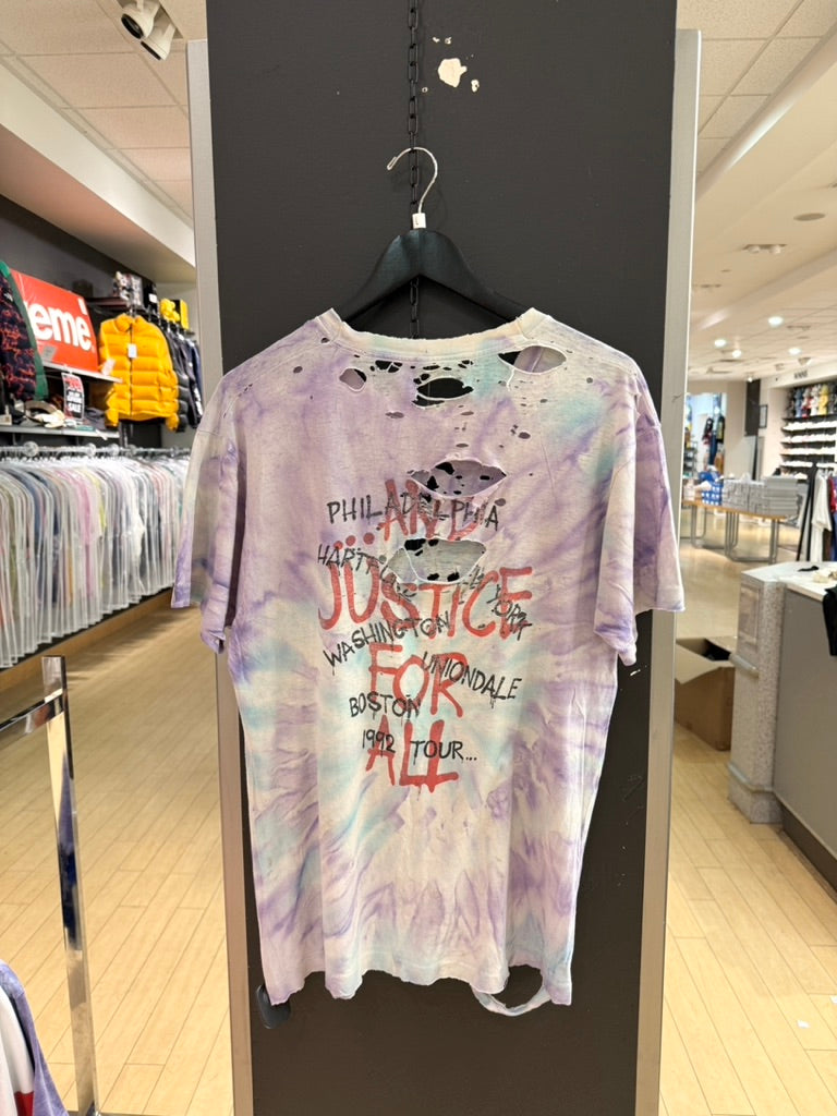 1992 Metallica And Justice for All Thrashed Tie Dye Tour Tee Sz L