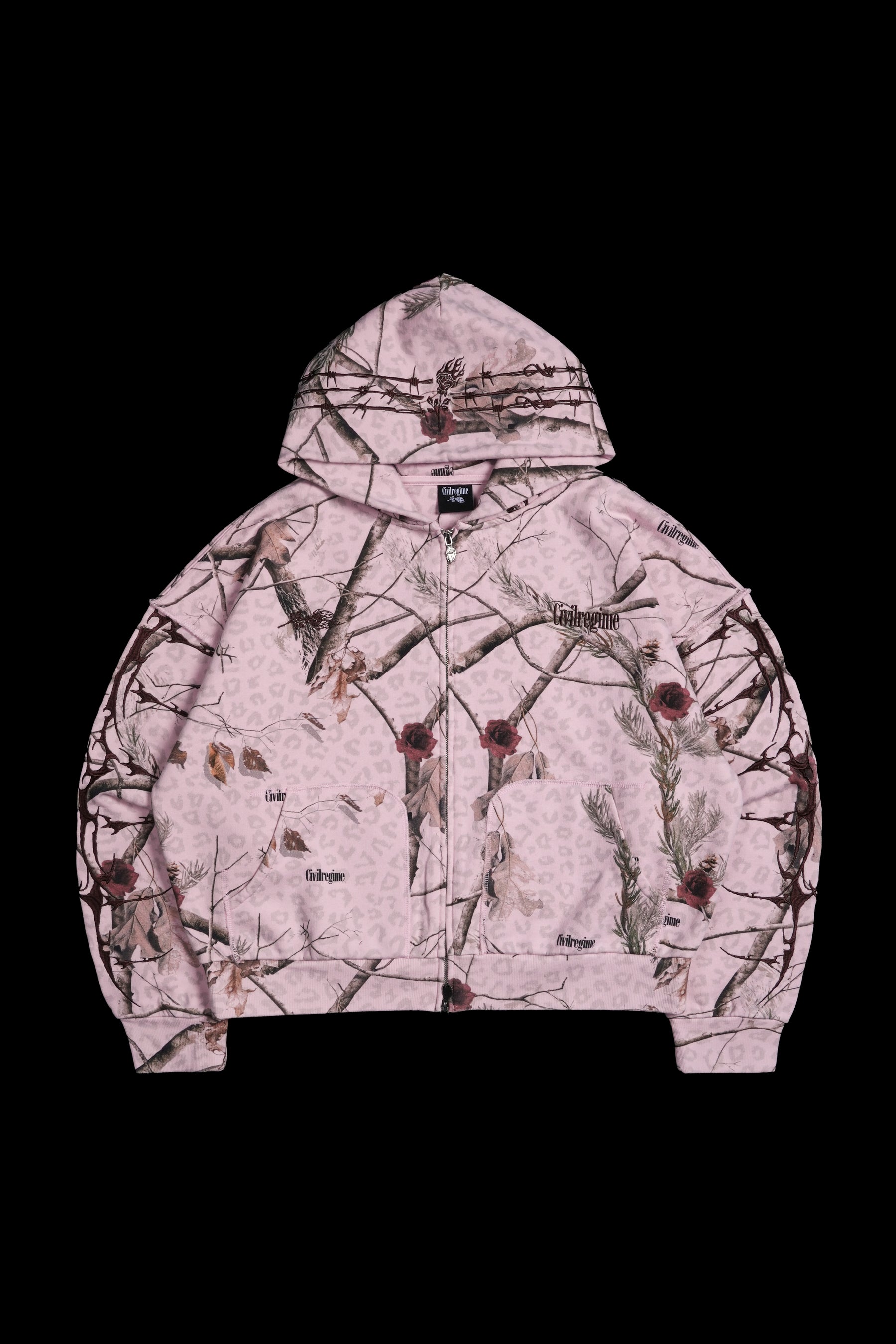 Civil Regime Core Brigade Zip Up Hoodie Pink Leopard Camo Sz Small
