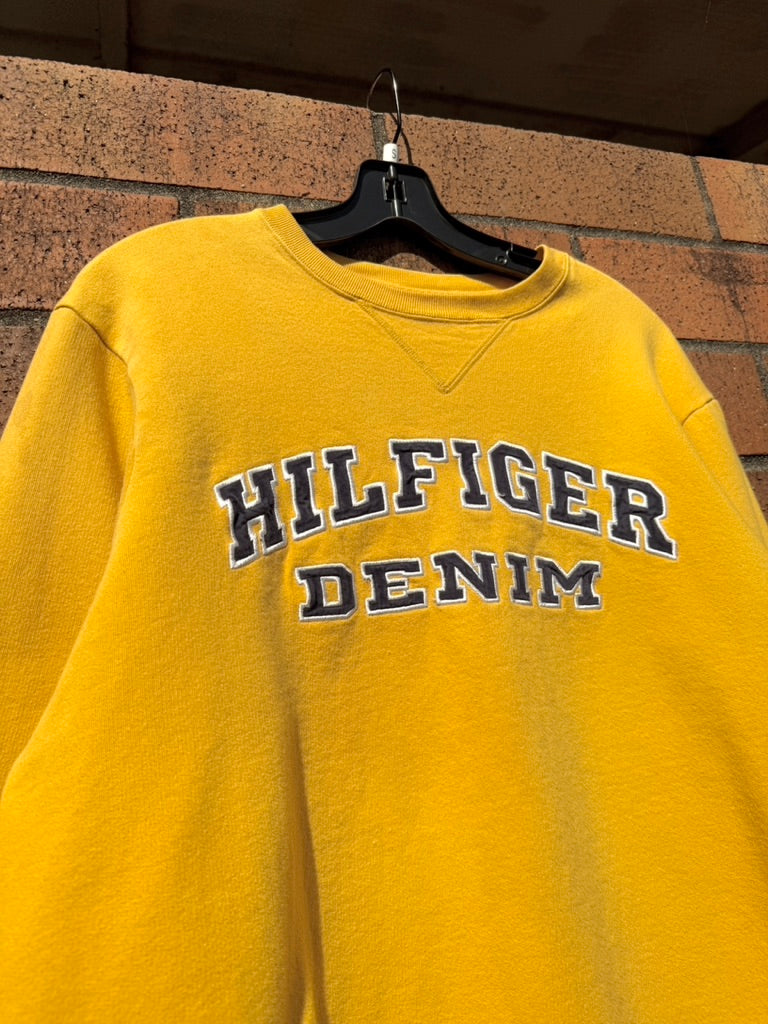 Y2K Tommy Hilfiger Denim Yellow Crewneck Sz Small