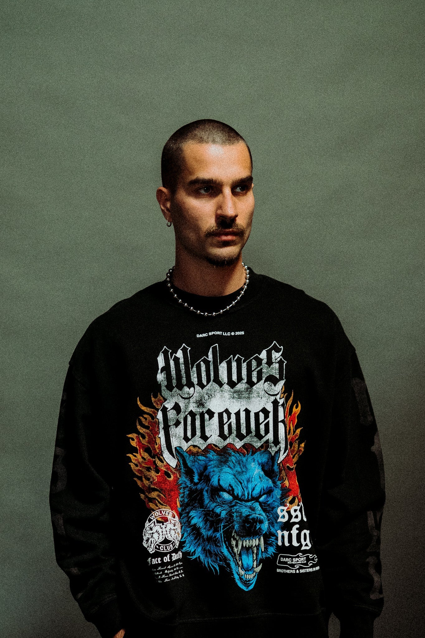 Darc Sport Death Wolf Grunge London Crewneck Sz Small