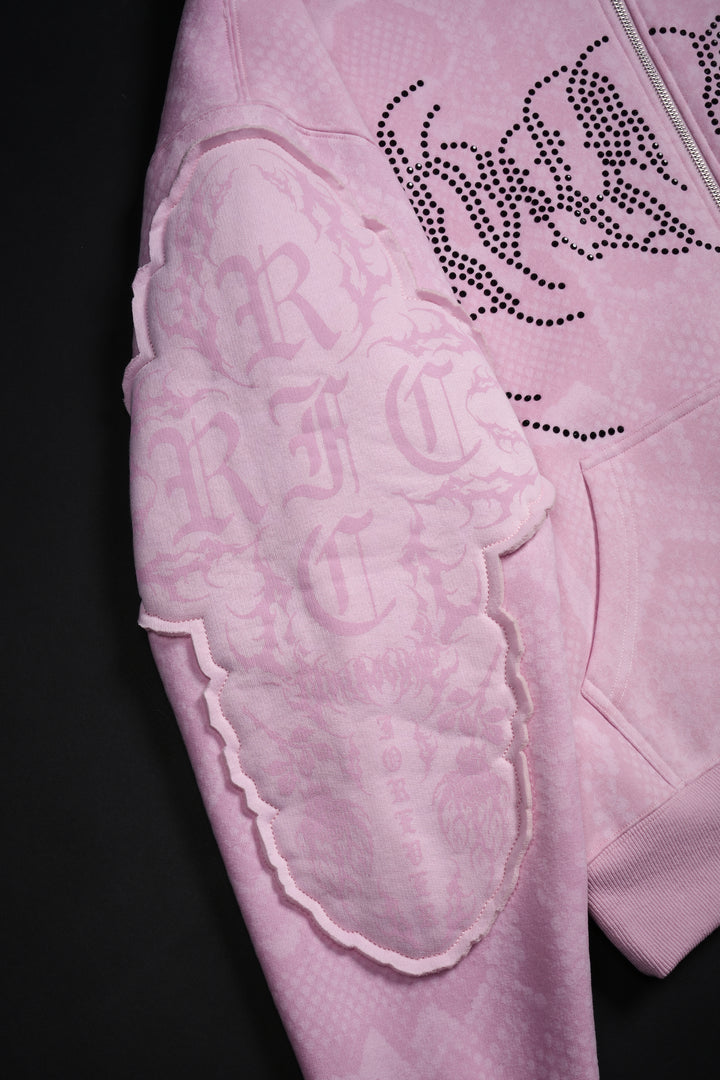 Civil Regime Chaos Luxe Zip Up Hoodie Pink Snake Sz M
