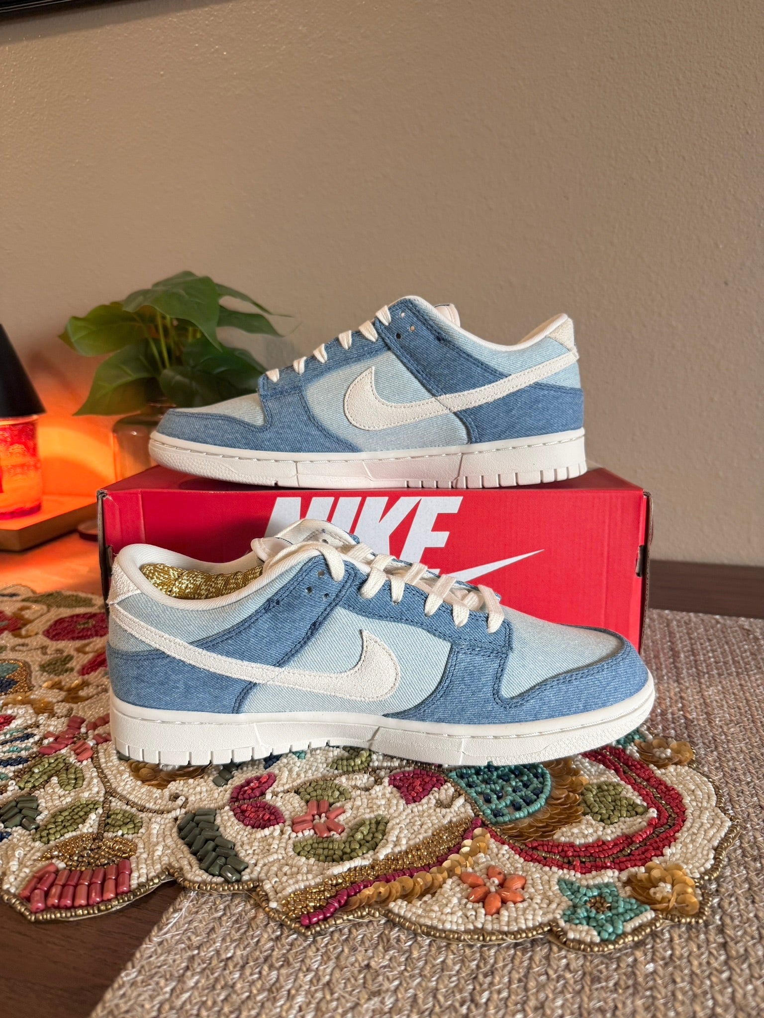 Nike Dunk Low Smokey Blue Denim Size 10.5M / 12W