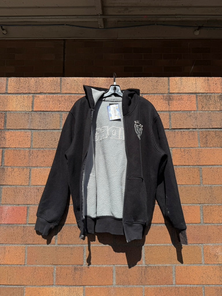 Y2K Oakland Raiders Thermal NFL Zip Up Hoodie Size L