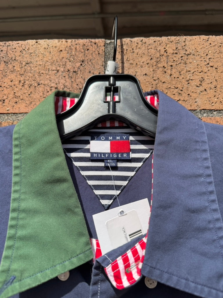 Y2K Tommy Hilfiger AOP Long Sleeve Flag Button Up Size XL